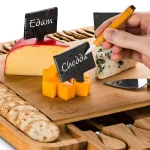 Bambusi Bambsi Bamboo Cheese Board and Cutlery Set with Slide Out Drawer and 4 Utensils thumbnail 3