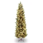 National Tree Company 7 ft. Carolina Pine Slim Artificial Christmas Tree with Flocked Pinecones and 550 Clear Lights thumbnail 1