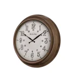 Bulova 24 in. Indoor Outdoor Wall Clock with Metal Wicker Finish and Auto-Illuminating LED Lights thumbnail 1