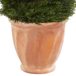 Nearly Natural 4.5 ft. Artificial Double Spiral Pond Cypress Topiary Tree in Terracotta Planter thumbnail 3