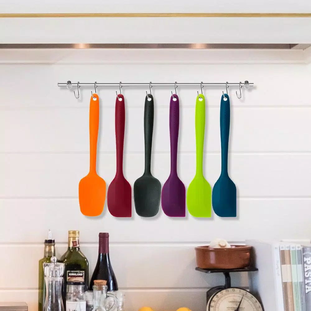 Ovente Premium Silicone Spatula Set, 6-Piece Heat-Resistant Non-Stick Spatulas with Stainless Steel Core