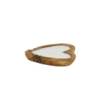 LITTON LANE Large Heart-Shaped Reclaimed Teak Wood Candle Holder with Unscented White Wax thumbnail 4