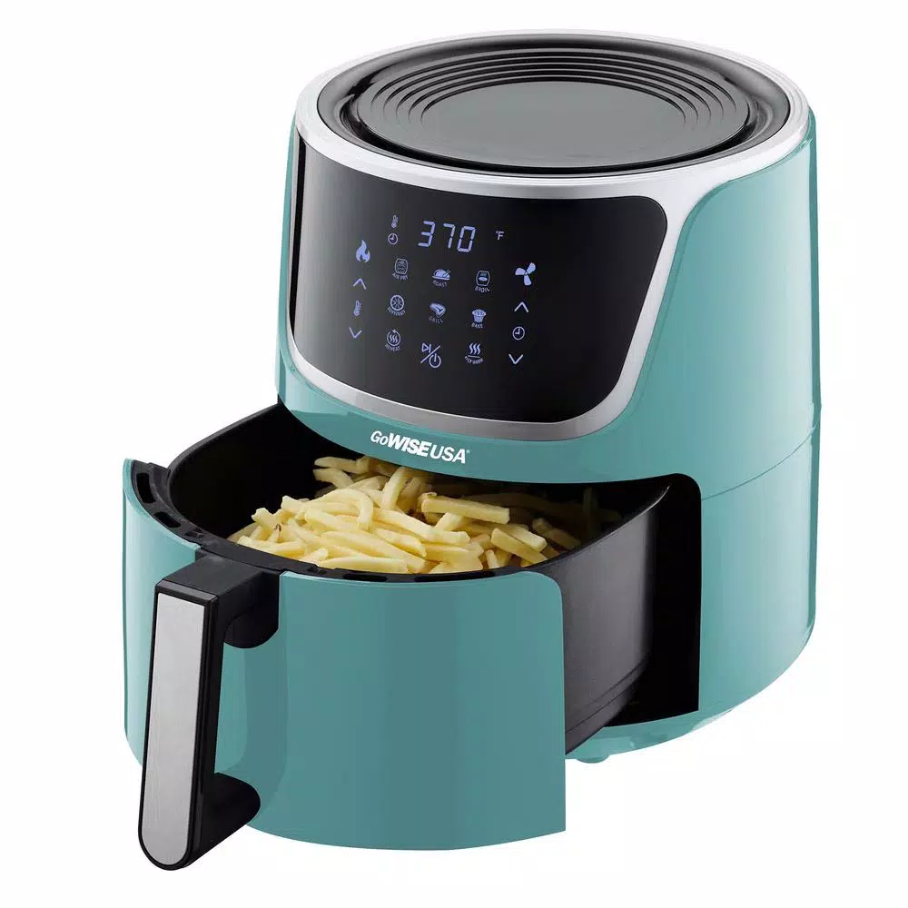 GoWISE USA 7 Qt. Digital Air Fryer with Dehydrator, 8-in-1 Functions and 3 Stackable Racks, Mint