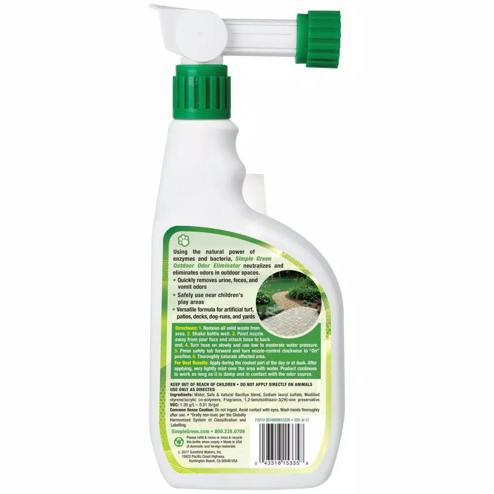 Simple Green Outdoor Odor Eliminator, 32 oz. Pet Stain & Odor Remover