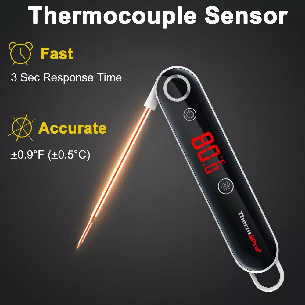 ThermoPro TP-18S Digital Instant Read Meat Thermometer, Fast 2-3s Response, 14°F-572°F