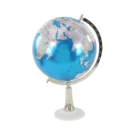 LITTON LANE Modern Reflections 20 in. Blue and Silver Decorative Tabletop Globe with Marble Base thumbnail 2