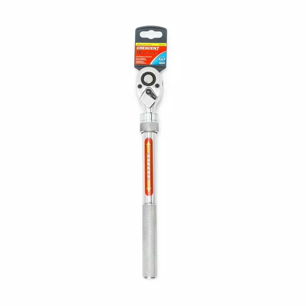 Crescent 1/2 in. Drive 72-Tooth Quick Release Extendable Teardrop Ratchet, 12 in. to 17.5 in.