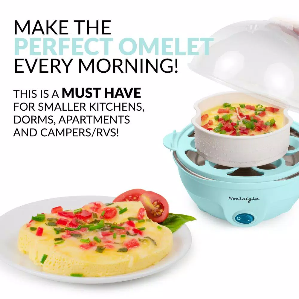 Nostalgia Premium Nostalgia 7-Egg Aqua Egg Cooker - Multi-Function Steamer & Poacher