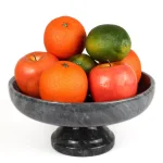 Creative Home Natural Black Marble Fruit Bowl on Pedestal, 10-inch Round Footed Centerpiece thumbnail 2