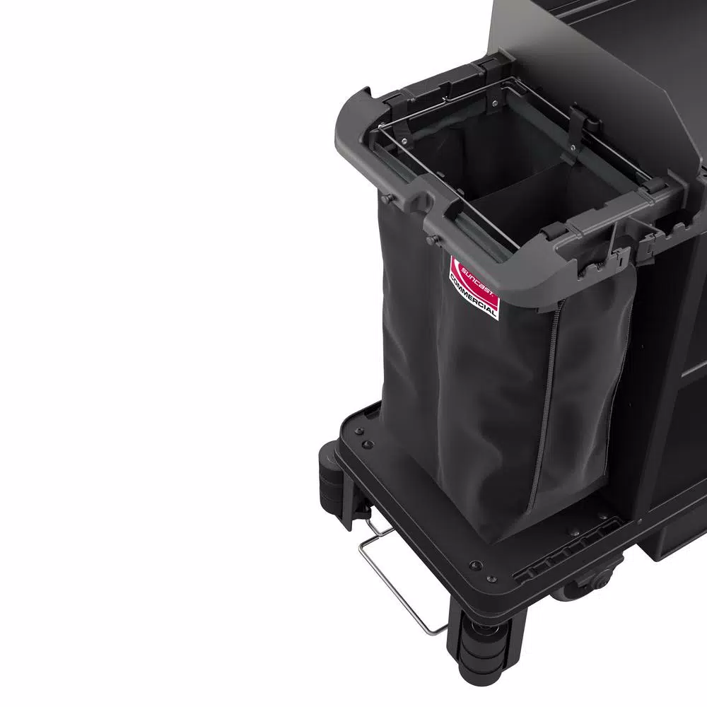 Suncast Commercial Housekeeping Cart Hanging Divided Storage Bag, Black