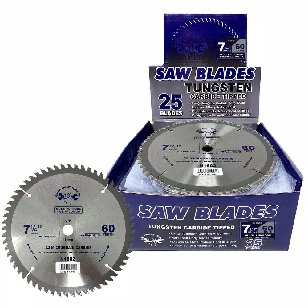 GRIP TIGHT TOOLS Grip Tight Professional 7-1/4 in. 60-Tooth Tungsten Carbide Tipped Circular Saw Blade (25-Pack)