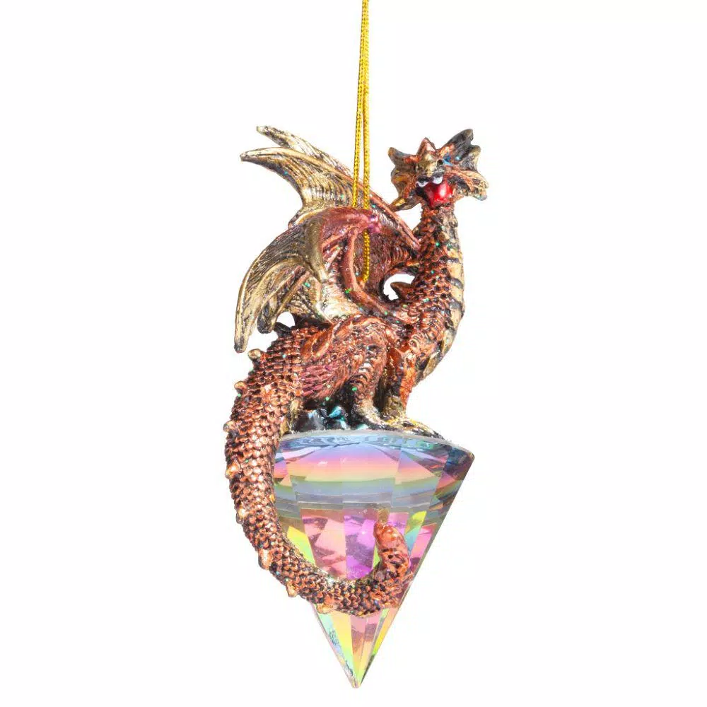 Design Toscano 3.5 in. Diamond Dragon Gothic Holiday Ornament Set, 3-Piece