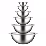 NutriChef 6-Piece Stainless Steel Kitchen Mixing Bowls Set thumbnail 1
