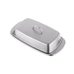 Jiallo Stainless Steel Butter Dish with Lid, Modern Rectangular Food Storage Tray thumbnail 1