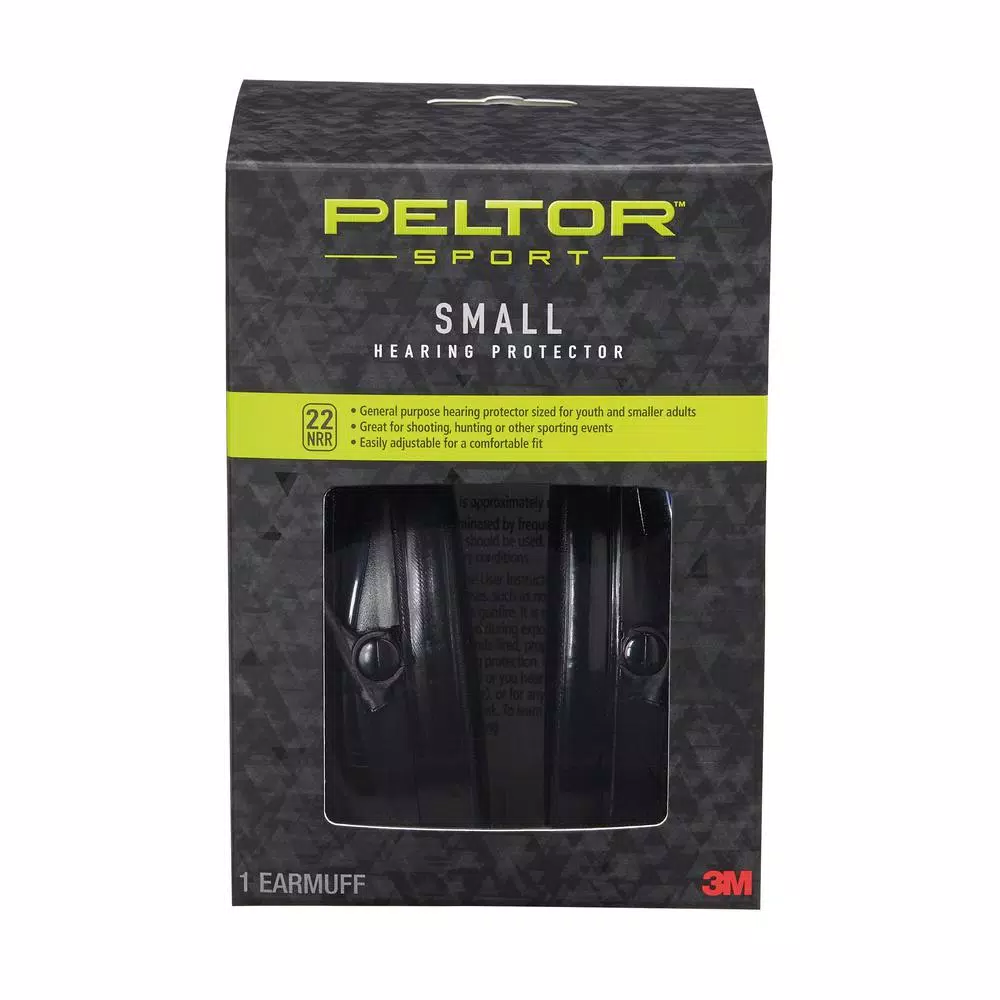 3M Peltor Sport Small Black Earmuffs, 22 dB NRR, Case of 2