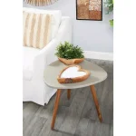 LITTON LANE Large Heart-Shaped Reclaimed Teak Wood Candle Holder with Unscented White Wax thumbnail 1