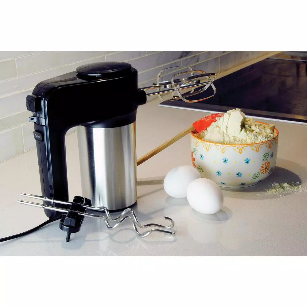Total Chef 250-Watt 6-Speed Hand Mixer with Turbo Boost, Black/Silver