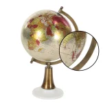 LITTON LANE Modern Reflections 15 in. Decorative Globe with Bronze Iron Axis and White Marble Base thumbnail 3