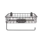 Spectrum Vintage Living Wall Mount Basket with Paper Towel Holder, Industrial Gray Steel thumbnail 3