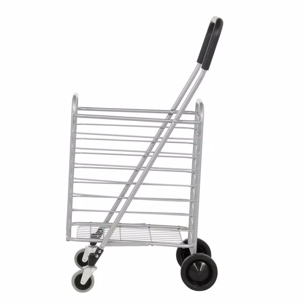 Polder Superlight Shopping Cart, Lightweight Aluminum Grocery & Utility Cart with 360° Swivel Wheels
