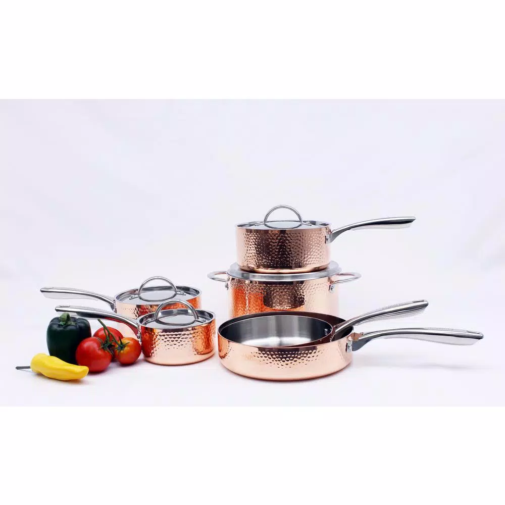BergHOFF Vintage Collection 10-Piece Hammered Copper Stainless Steel Cookware Set