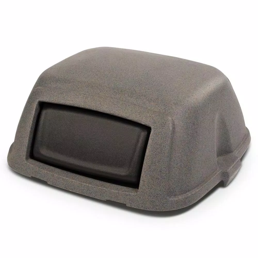 Toter Slimline 50 Gal. Graystone Square Trash Can Dome Top Swinging Lid