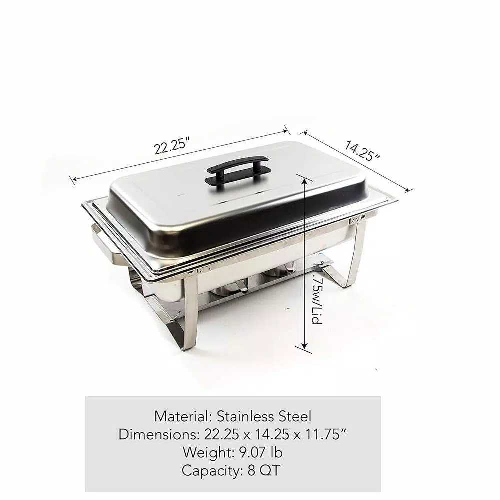 ALPHA Living 8 Qt. Stainless Steel Foldable Chafing Dish Buffet Set