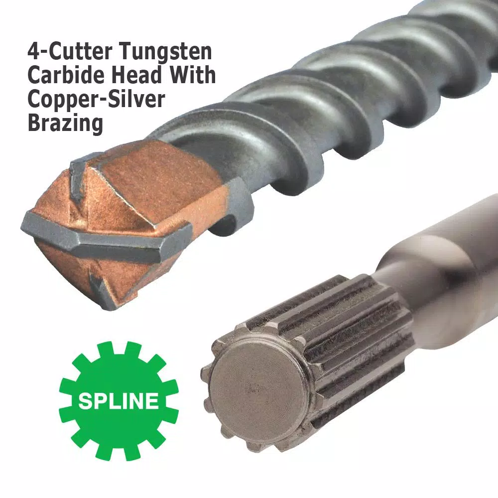 Ivy Classic 1-1/2 in. x 22-1/2 in. Spline Carbide 4-Cutter Hammer Drill Bit