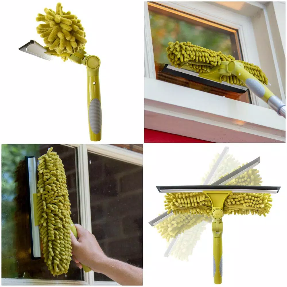 DocaPole 12 ft. Telescoping Window Cleaning Kit with Dual Pivot Squeegee and Microfiber Scrubber