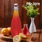 Mockins 17 oz. Glass Bottles with Swing Top Stoppers, Funnel, Brush, and Gold Marker (Set of 12) thumbnail 2