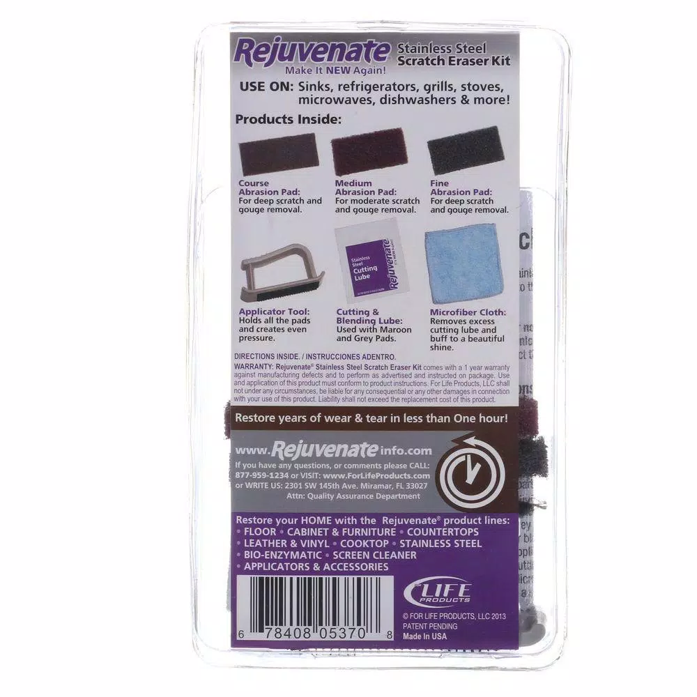 Rejuvenate Stainless Steel Scratch Eraser Kit - Surface Repair Cream for Sinks, Appliances & More