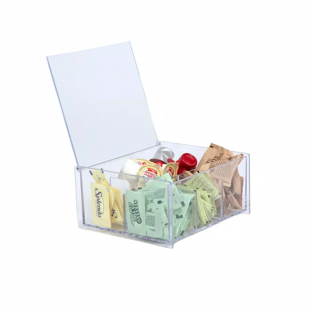 Mind Reader Clear Acrylic 6-Compartment Tea Bag Organizer and Pantry Storage Container with Lid