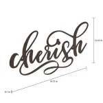 Lavish Home "Cherish" Metal Cutout Wall Sign - Distressed Dark Brown Rustic Decor thumbnail 2