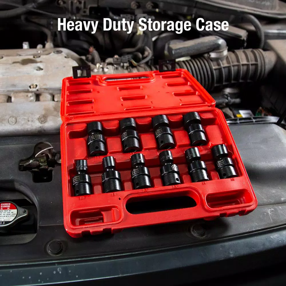 SUNEX TOOLS Sunex 3657 3/8 in. Drive Metric Universal Impact Socket Set, 10-Piece