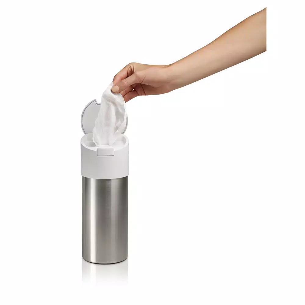 KOHLER Stainless Steel Disinfecting Wipes Dispenser with White Lid