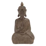 LITTON LANE 17 in. Decorative Meditating Thai Buddha Sculpture - Brown Polystone Statuary thumbnail 2