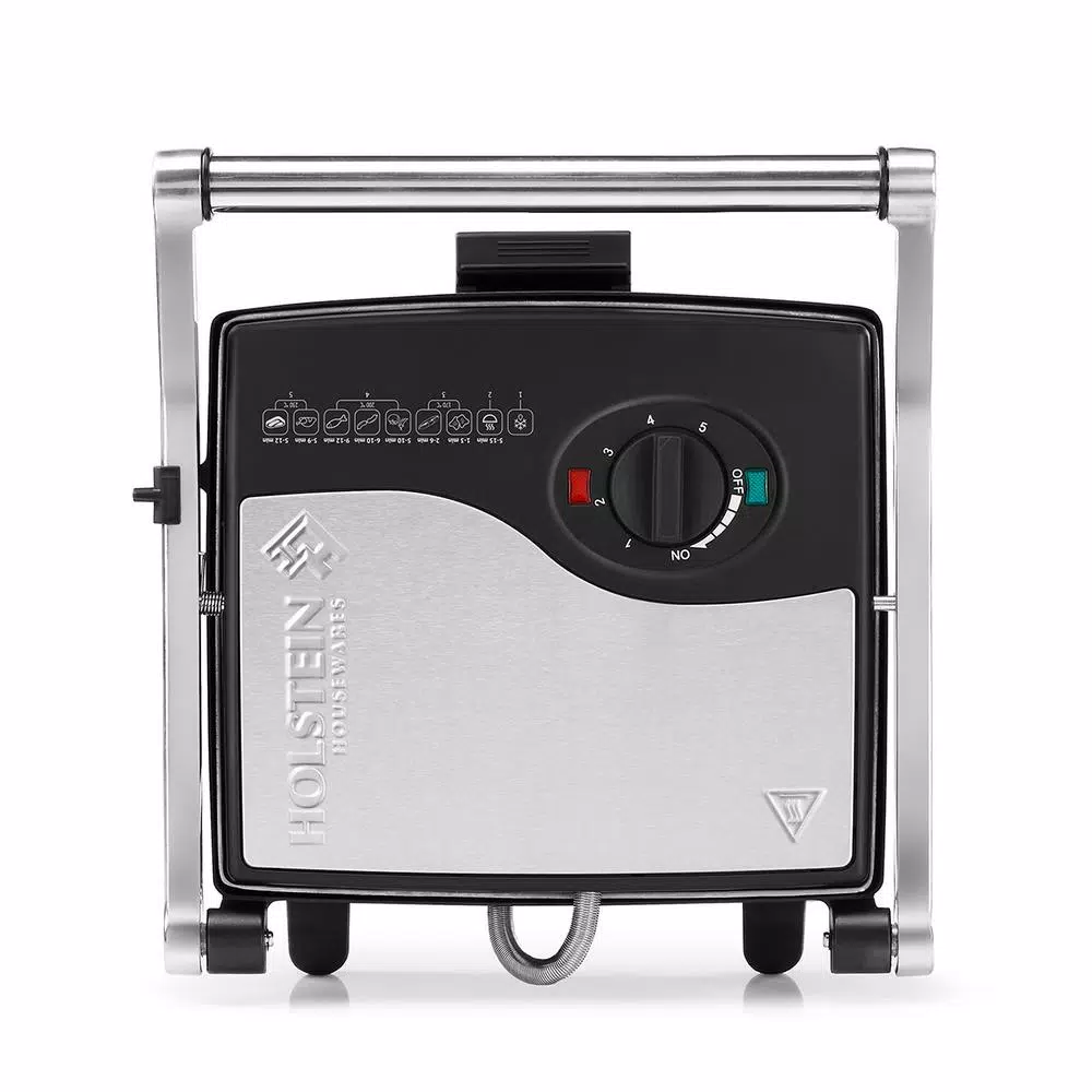 HOLSTEIN HOUSEWARES Holstein 4-Slice Stainless Steel Electric Griddle with Non-Stick Surface, 132 sq. in.
