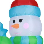 Luxen Home 8 ft. Snowman Family Inflatable Holiday Yard Decor with LED Lights thumbnail 5
