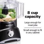 Hamilton Beach 8-Cup Food Processor, 450-Watt, 2-Speed with Pulse, Black thumbnail 9