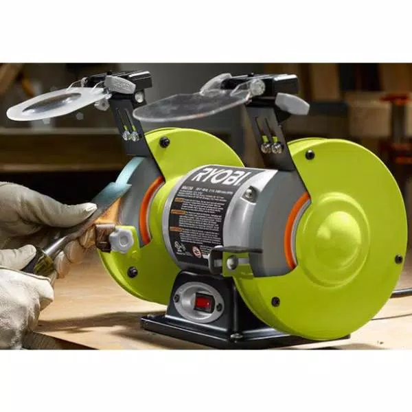 RYOBI 6 in. Bench Grinder with LED Lights, 2.1 Amp