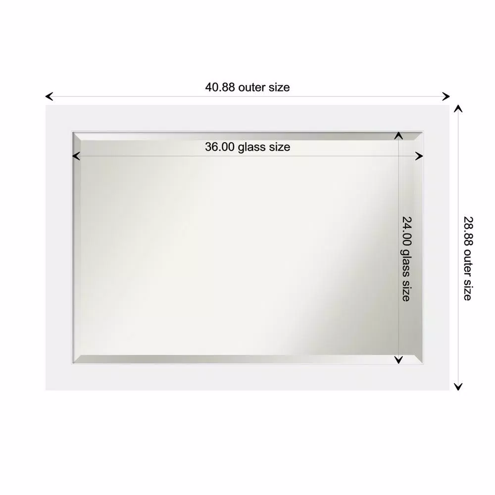 Amanti Art Corvino 41 in. W x 29 in. H Rectangular Beveled Edge Bathroom Vanity Mirror, Satin White