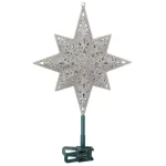 GE Holiday Classics 11 in. 16-Light Silver Glittered Bethlehem Star Tree Topper thumbnail 5