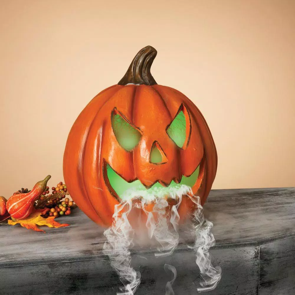 Gerson Electric Smoking Jack-O-Lantern Halloween Tabletop Decor - 14.3 in. H
