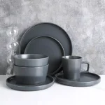 Stone Lain 16-Piece Modern Gray Matte Stoneware Dinnerware Set, Service for 4 thumbnail 4