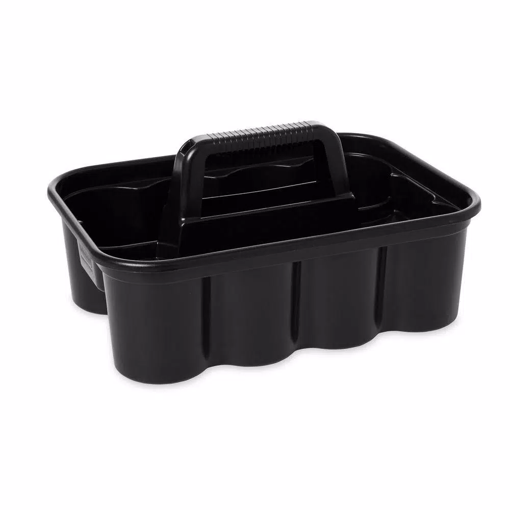 Rubbermaid Commercial Products Rubbermaid Deluxe Black Plastic Carry Caddy for Cleaning Supplies and Tools