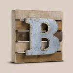 Crystal Art Gallery Rustic Metal and Wood Initial Letter B - Galvanized Industrial Wall Decor thumbnail 3