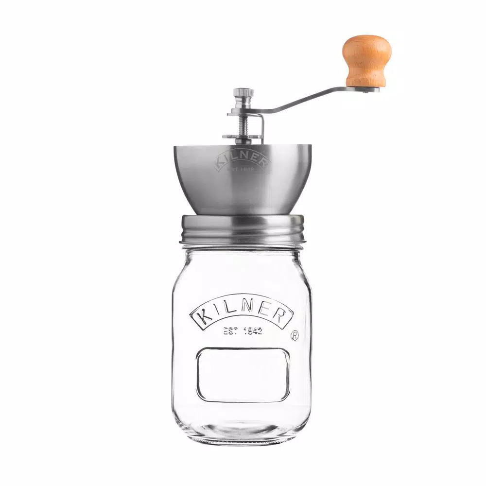 Kilner 17 fl oz Glass Coffee Grinder with Adjustable Ceramic Mechanism and Airtight Lid