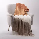 Glitzhome Orange and White Striped Jacquard Woven Acrylic Throw Blanket, 60 x 50 in. thumbnail 1