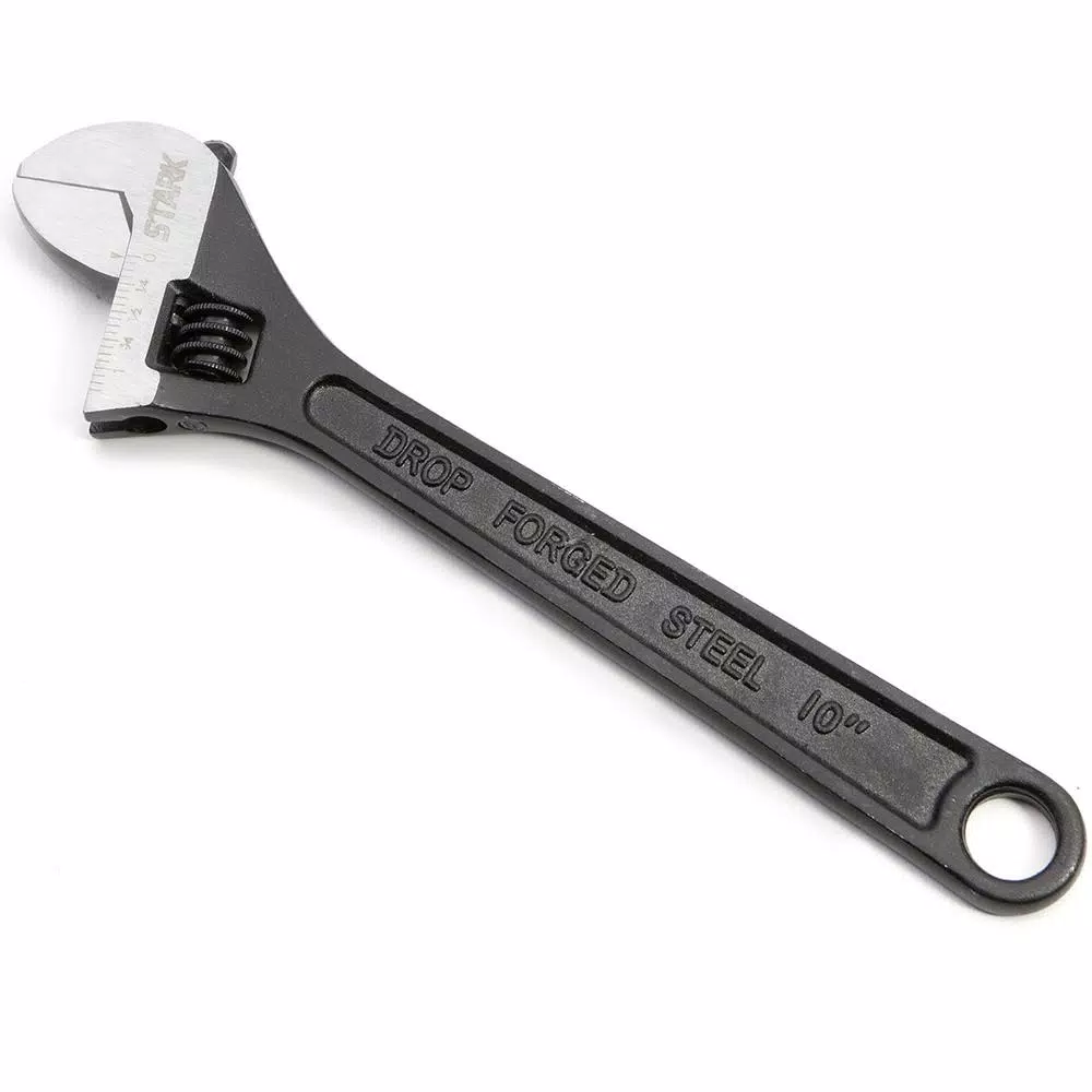 Stark 10 in. Adjustable Wrench, Black Chrome Vanadium Steel with Built-in SAE/Metric Scale