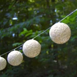 LUMABASE 20-Light Solar Cotton Globe String Lights, Warm White LED Outdoor Decorative Lights thumbnail 2
